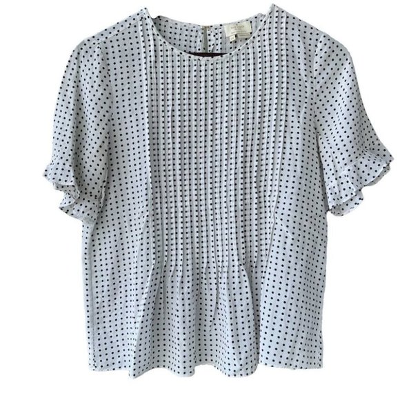 Kate spade short sleeve polka dot silk blouse - Picture 3 of 11